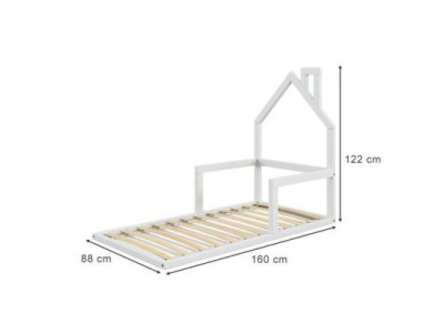 Lit cabane enfant en bois lit au sol cadre de lit 80x160, lit