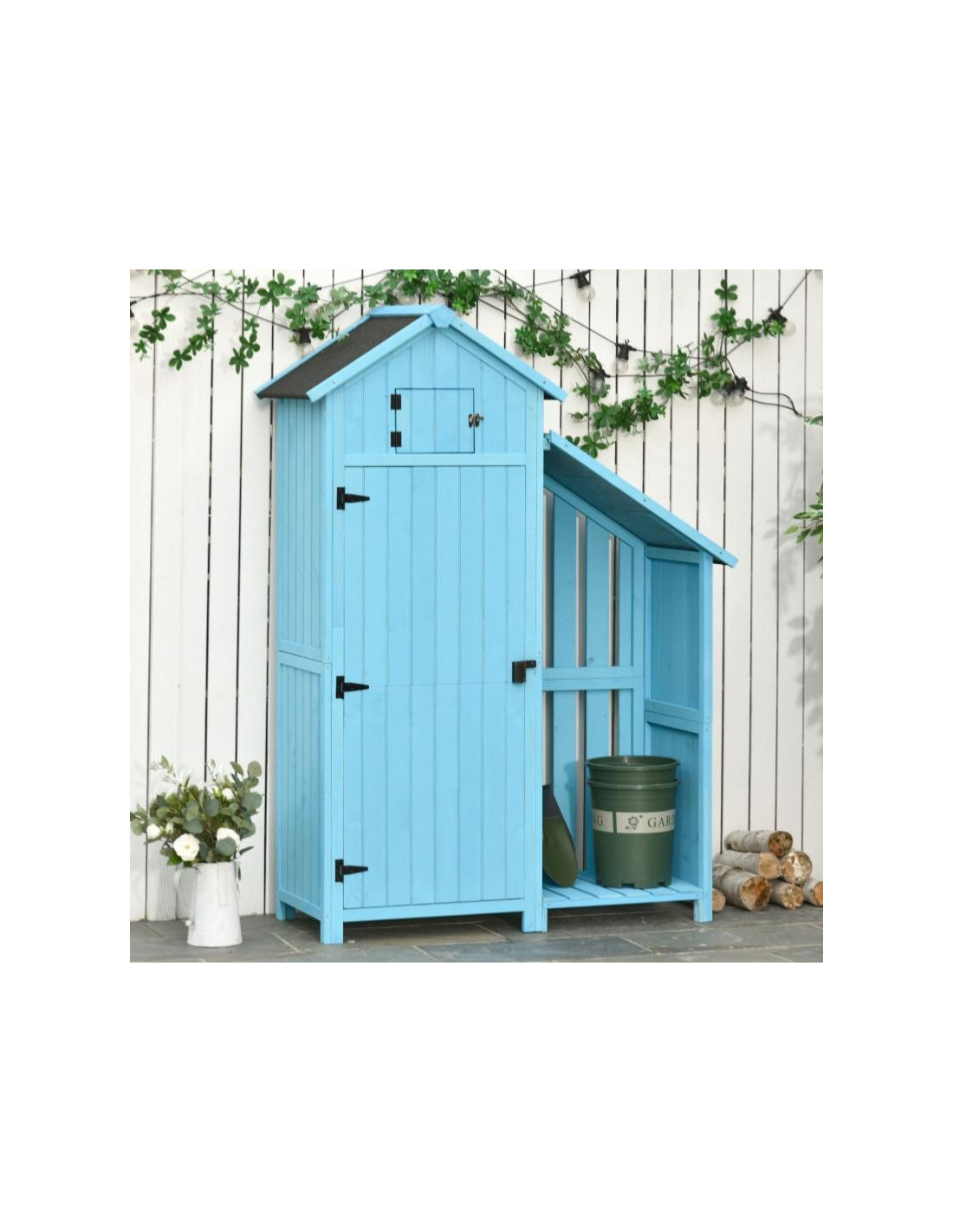 Armoire de jardin Cabanon - 77 x 54.5 x 179 cm - Bleu ciel 86925