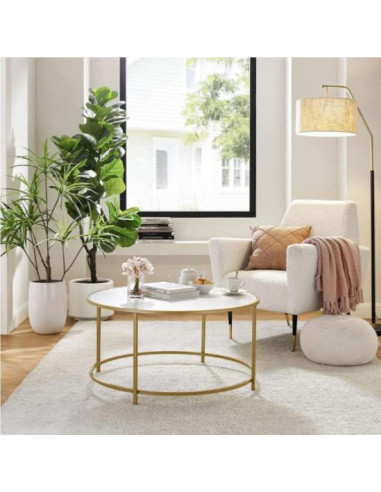 Table basse dorée et blanche table de salon en métal or