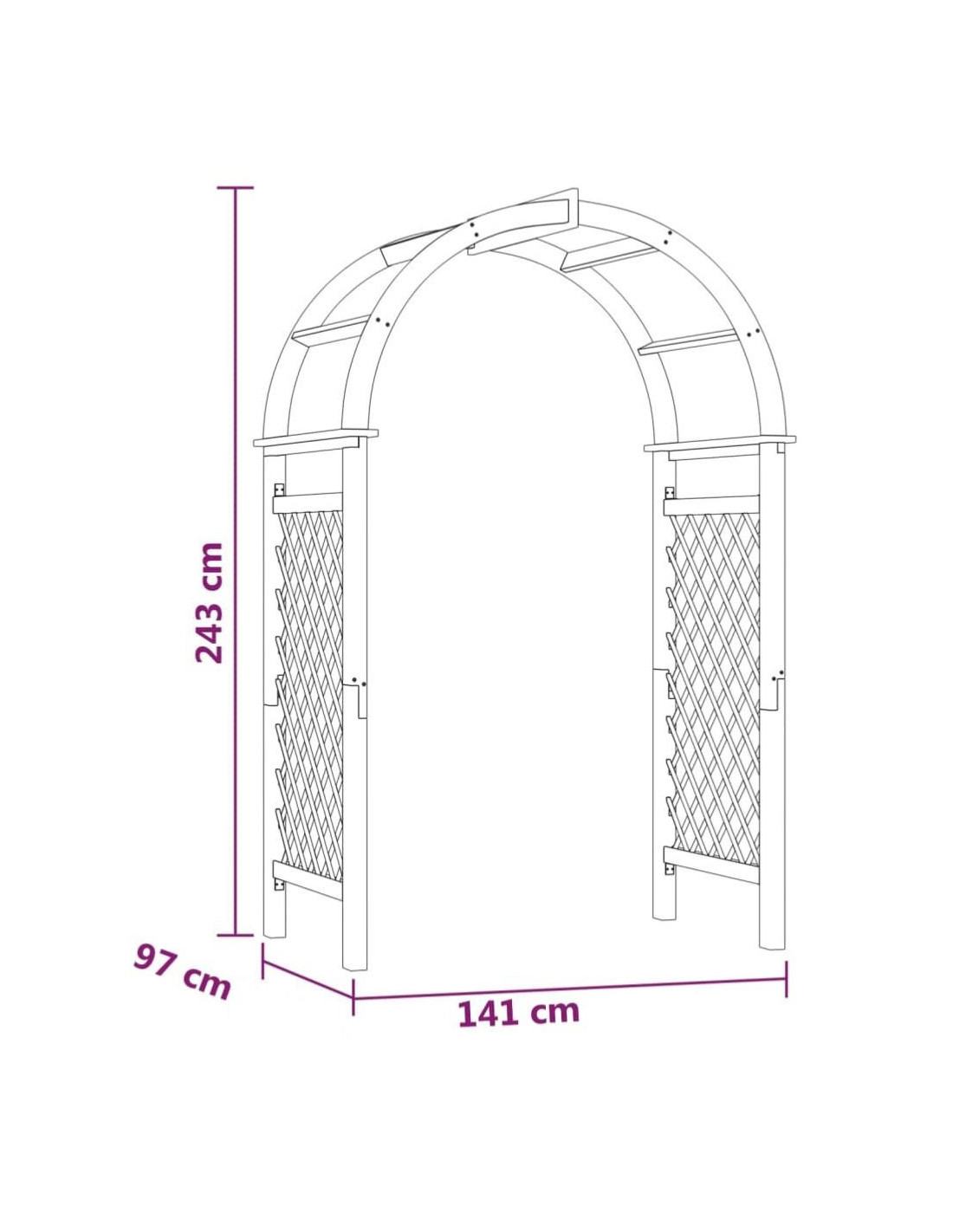 Arche En Treillis 110x60x220 Cm Bois De Pin Massif Imprégné à Prix Carrefour