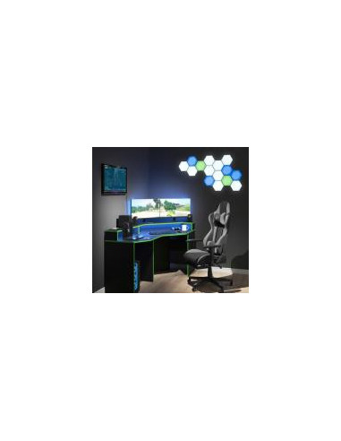 Bureau gaming angle noir et vert bureau jeu bureau gamer