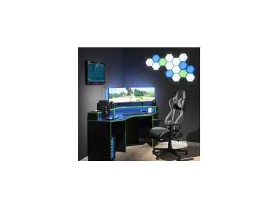 Bureau gaming angle noir et vert bureau jeu bureau gamer - Ciel