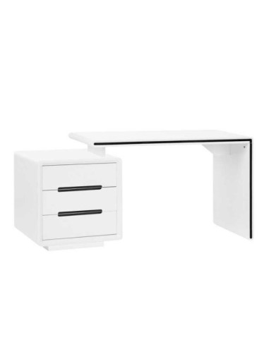 Bureau épuré blanc moderne bureau 2 tiroirs rangement