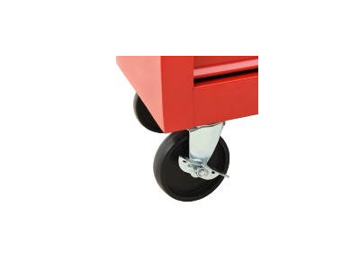 Chariot à outils 4 roulettes 2 avec frein en acier servante d'atelier caisse  à outils amovible 77,5 cm rouge noir 01_00