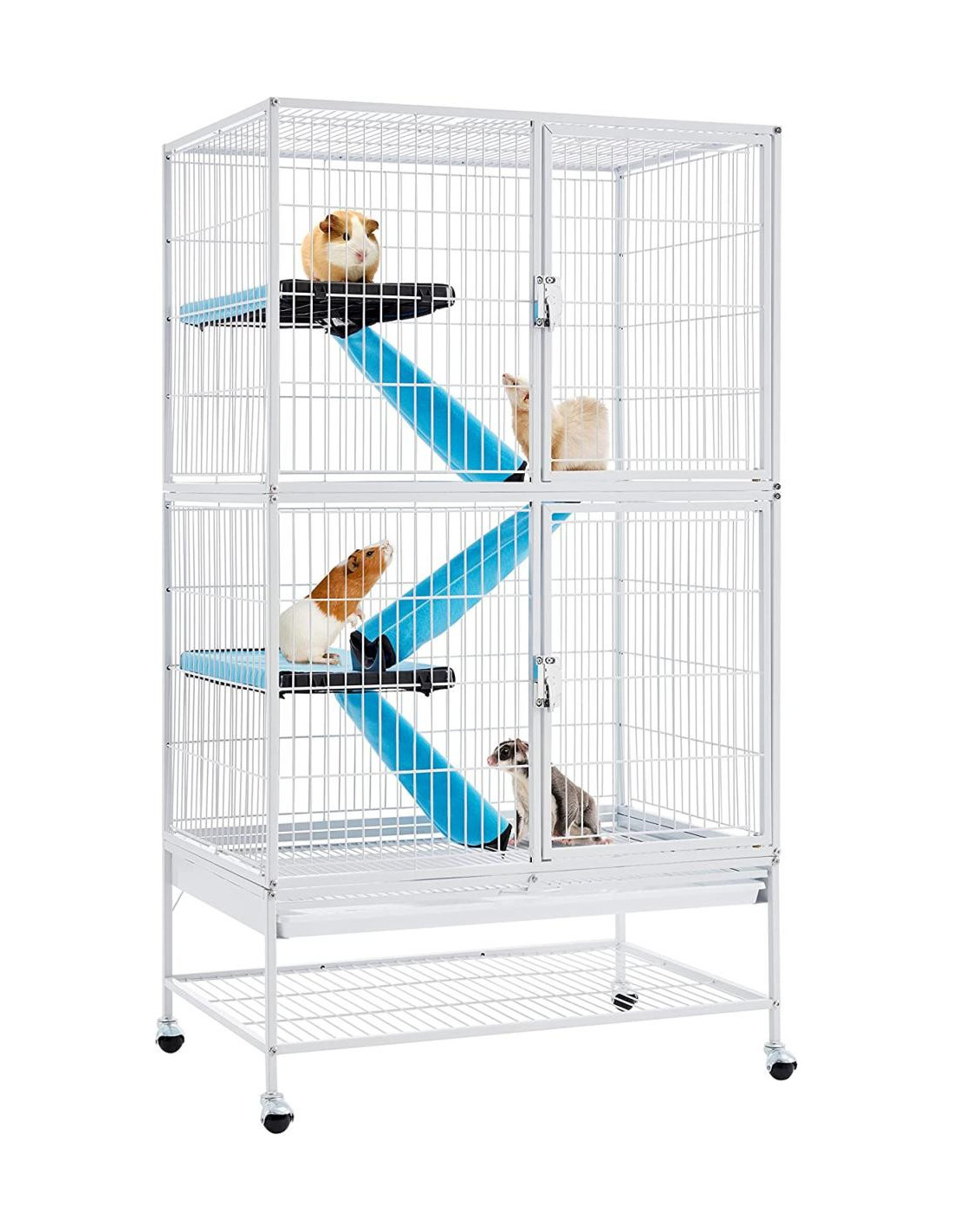 Cage rongeur 4 niveaux cage pour Furets écureuils Chinchillas cage rat cage  rongeur blanche - Ciel & terre