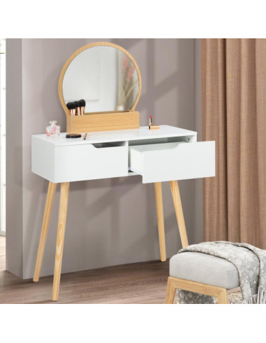 Coiffeuse blanche scandinave table maquillage blanche