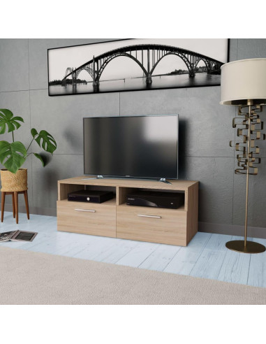 Meuble TV chêne 95 cm meuble téléviseur compartiment