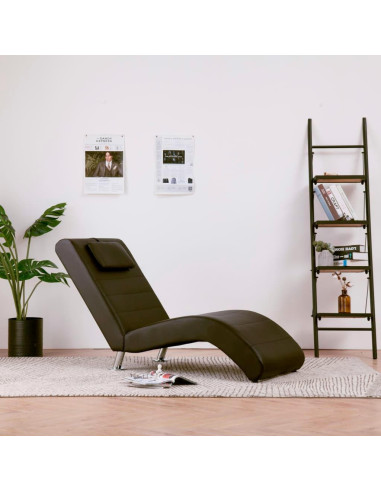 Chaise longue relaxation marron pied design fauteuil salon