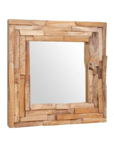 Miroir carré Teck 60 x 60 cm miroir bois de teck moderne