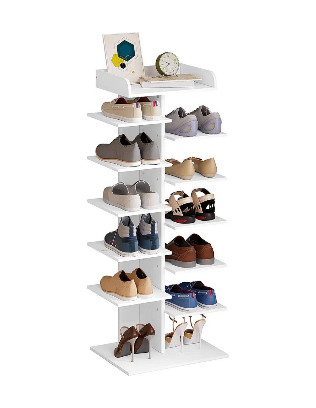 Etagère à chaussures 12 niveaux blanc design rangement - Ciel & terre