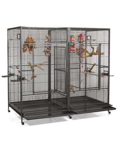 Cage perroquet Hestia cage ara gris gabon amazone XXL Platinum (Gris clair - blanc)