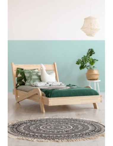 Lit enfant pin massif style chaise longue lit avec sommier 80x180 cm
