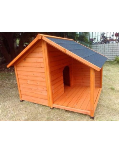 Niche chien avec terrasse niche en bois toiture shingle  Taille 1