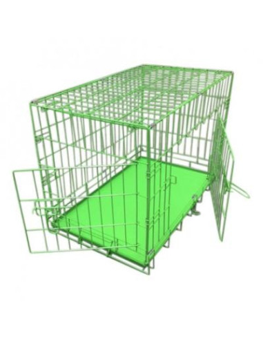 Cage chien en métal verte cage chat de transport avec bac Taille 3