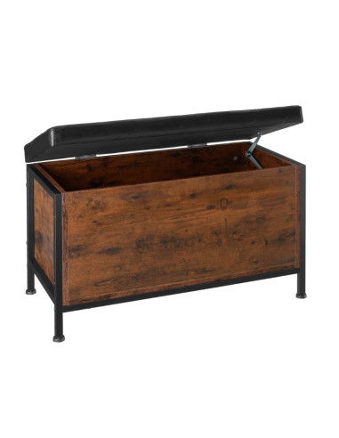 Coffre de rangement industriel coffre en bois malle en bois coffre brun rustique avec assise confortable