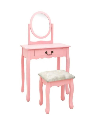 Coiffeuse rose table de maquillage + tabouret Coiffeuse moderne Coiffeuse maquillage Coiffeuse femme Coiffeuse chambre