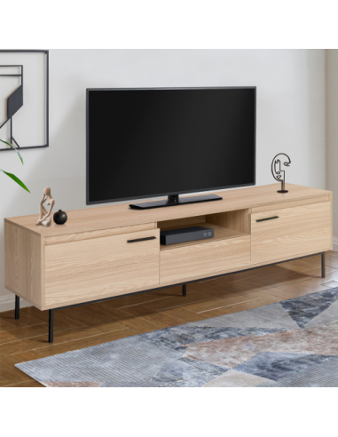 Meuble TV industriel 180 cm Meuble télé avec rangement meuble Téléviseur métal et bois