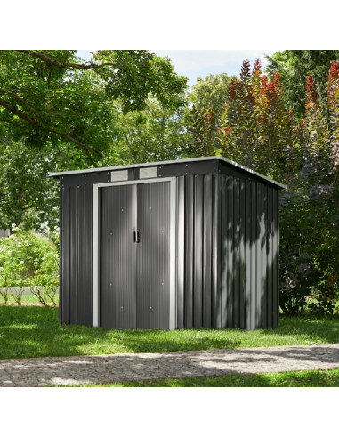 Abri de jardin métal gris 2,80 m² avec toiture monopente abri jardin métallique
