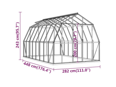 Serre anthracite aluminium en dome 12,63 m² Serre polycarbonate - Ciel &  terre