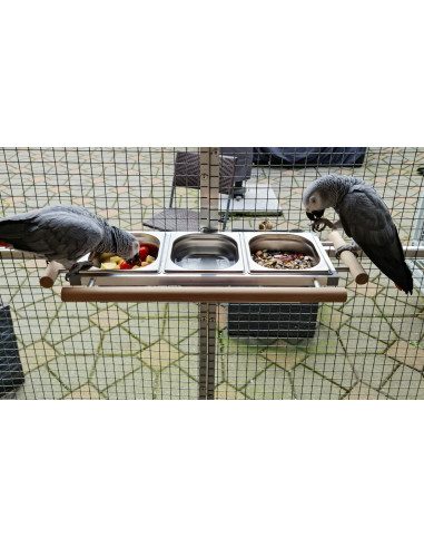 Baignoire ou Mangeoire triple perroquet pour cage 3 perchoirs Baignoire Volière perroquet