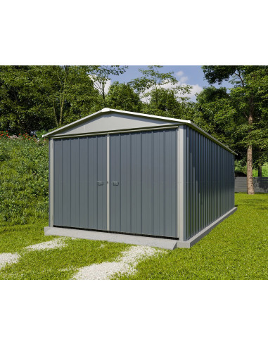 Garage métal anthracite 19,06 m² + kit d'ancrage Garage métallique Garage métal Garage pour voiture Abri garage tôle