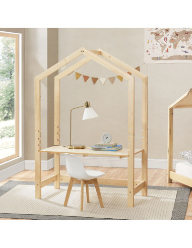Bureau enfant montessori pin massif Bureau chambre enfant style cabane avec plateau réglable