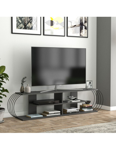 Meuble TV 180 cm moderne anthracite noir Meuble télévision avec rangement