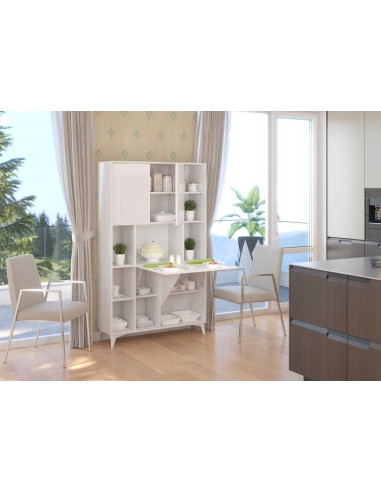 Secrétaire design blanc brillant Bureau pratique spacieux Secrétaire meuble tendance avec placard