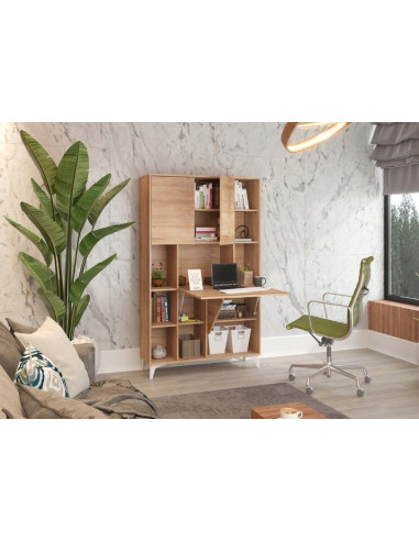 Secrétaire design chêne Bureau pratique spacieux Secrétaire meuble tendance avec placard
