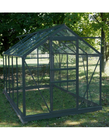 Serre en verre Sekurit 4,65m² gris anthracite Serre jardin moderne Serre aluminium
