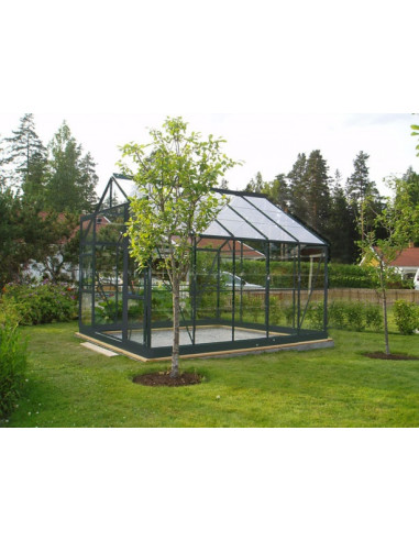 Serre en verre Sekurit 8,88m² avec base gris anthracite Serre jardin moderne Serre aluminium