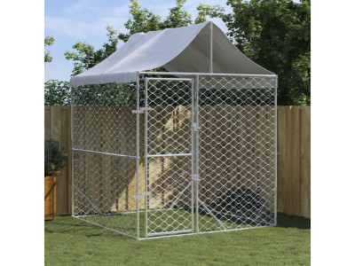 Chenil 400x300 cm enclos chien extérieur avec toit galvanisé