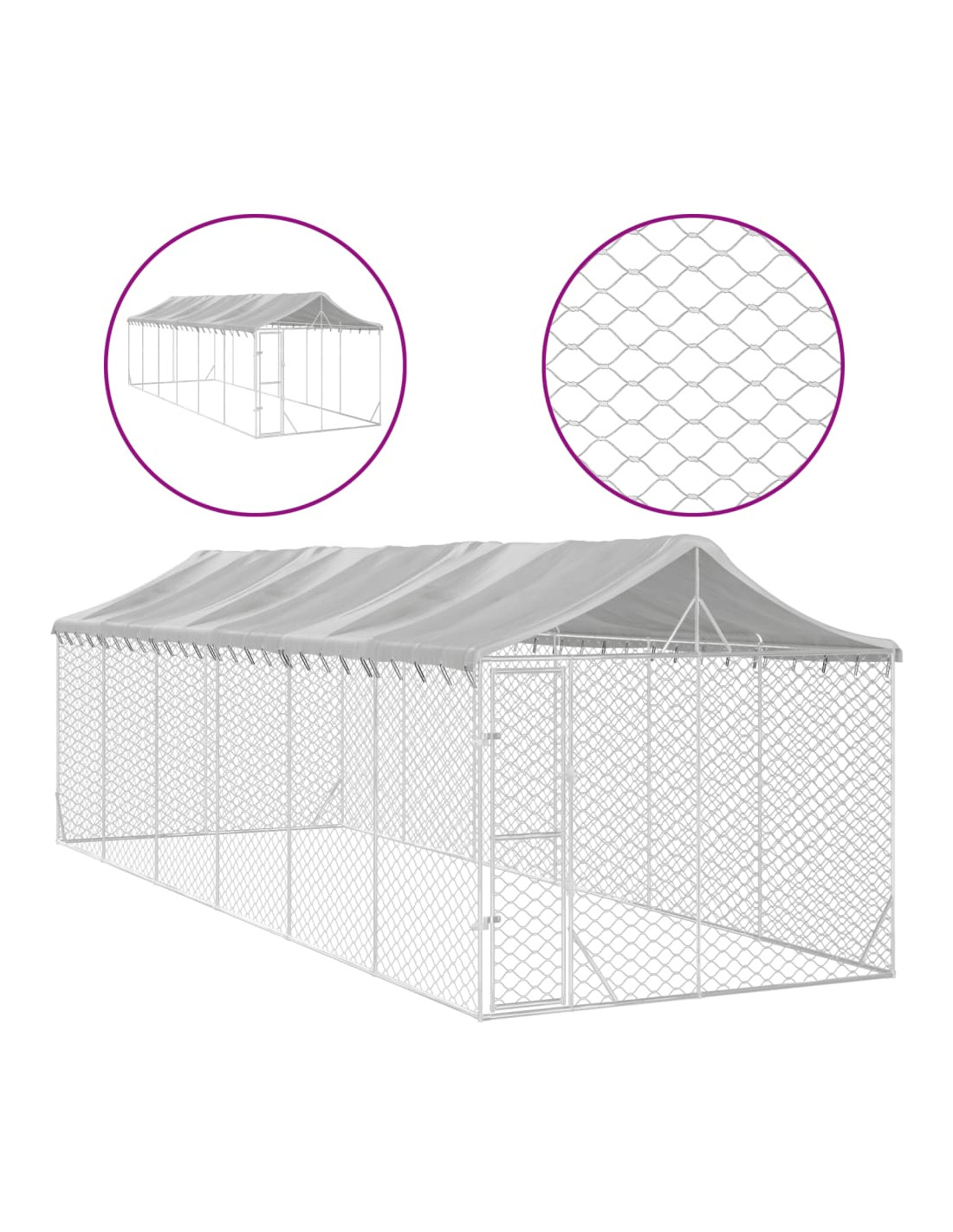 Chenil double 2x50 m² renfocé chenil XXL enclos chien parc chien cage chien  chenil GALVANISE