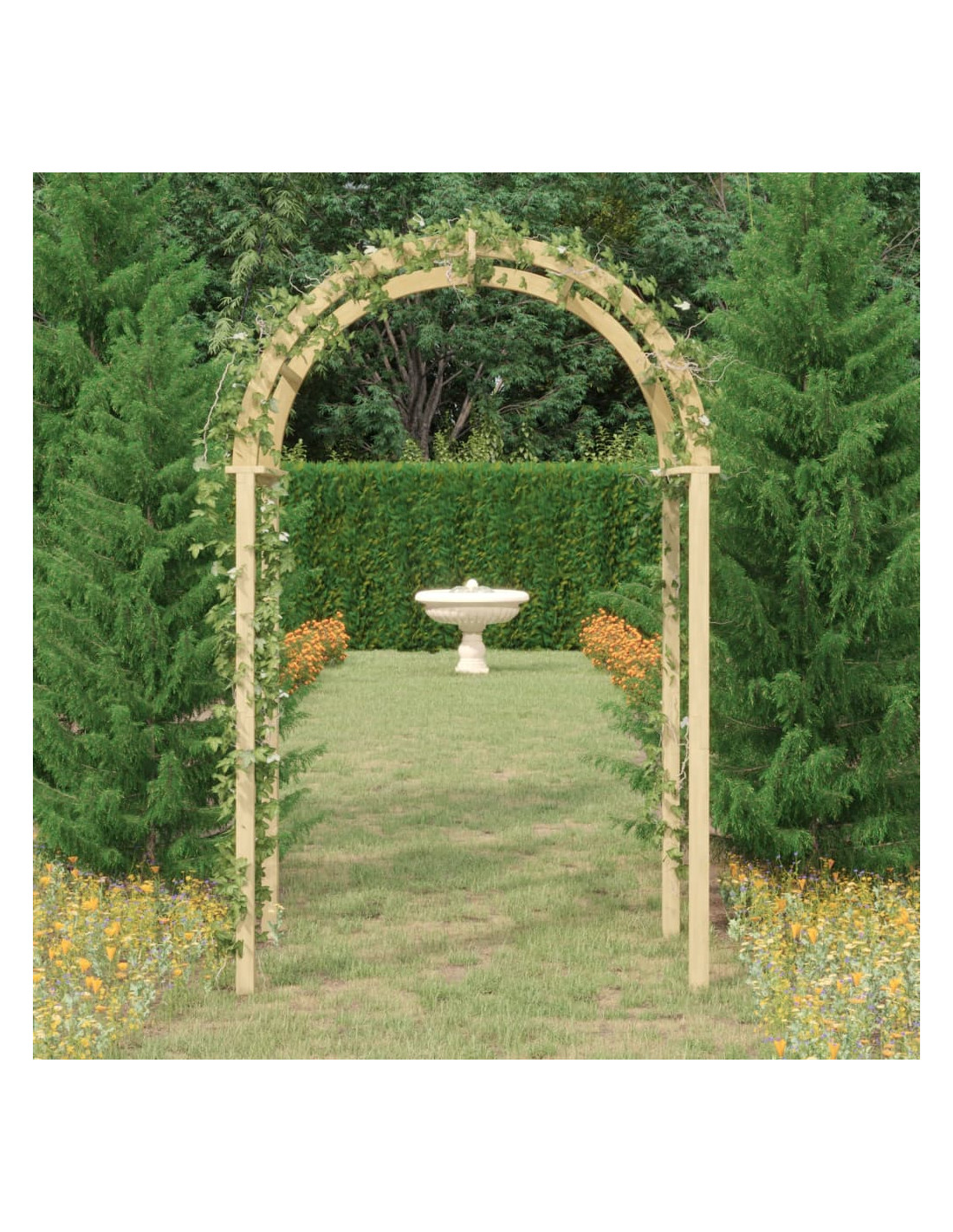 Arche de jardin Robuste Pin massif Arche jardin bois Arche en bois - Ciel &  terre