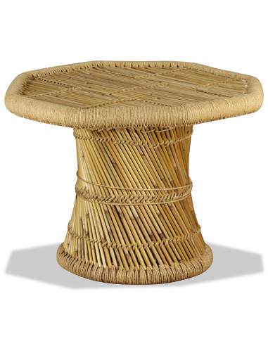 Table Basse Bambou et Jute Octogonale Table de Salon Moderne