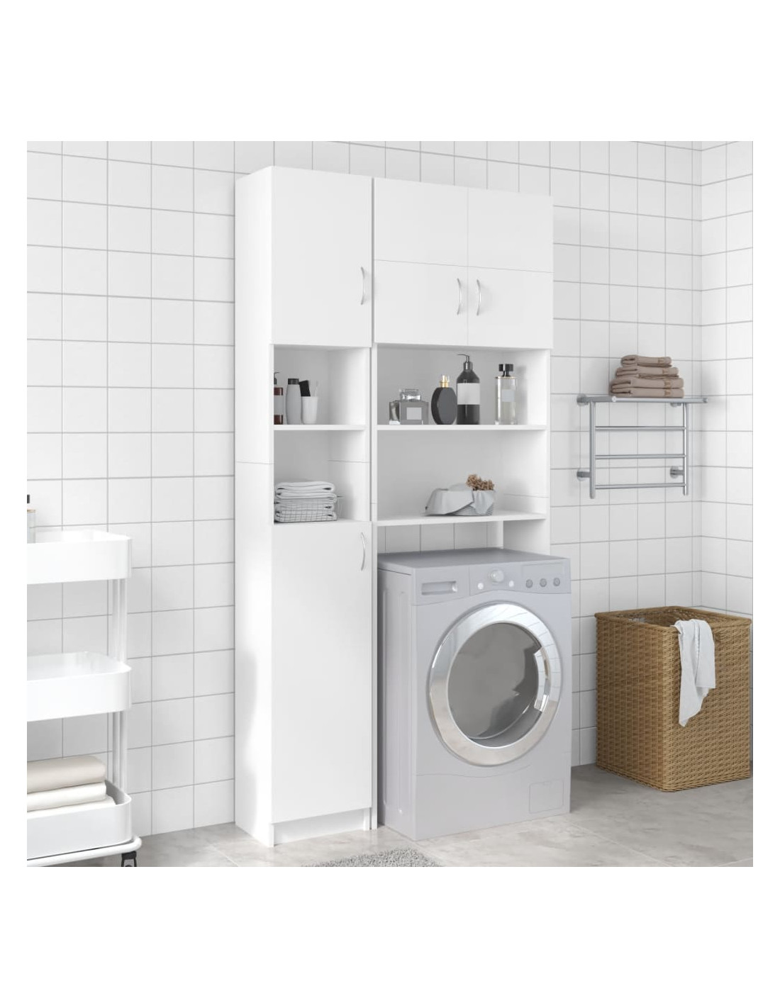 Armoire pour lave-linge & sèche-linge & Espace de rangement  supplémentaire - Mur de placard - L : 127 cm