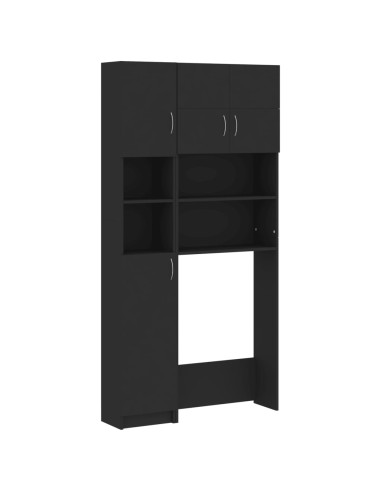 Ensemble Armoires Lave-Linge Noir Armoire Sèche Linge Rangement - Ciel &  terre