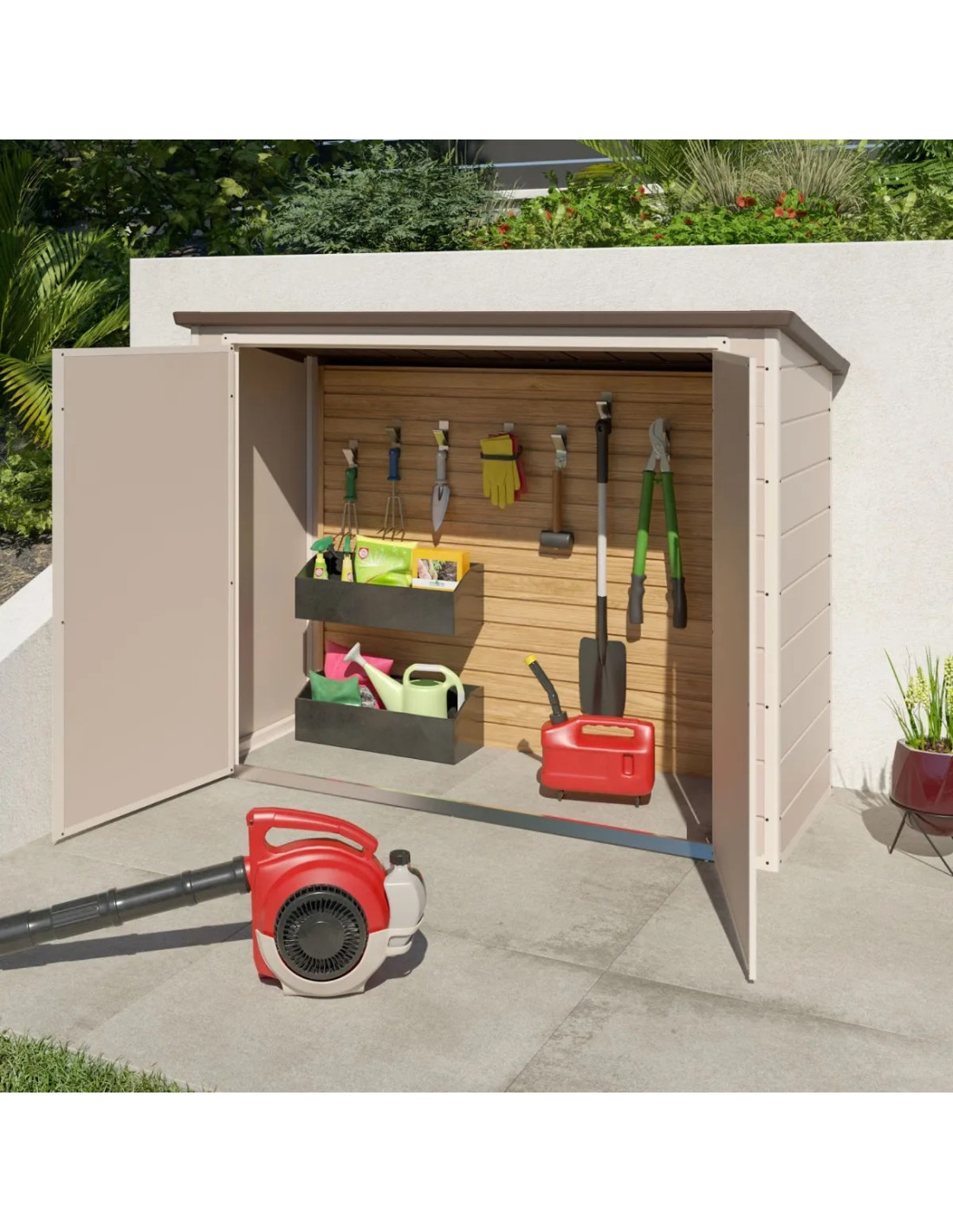 Armoire de jardin résine gris 1,78 m² + kit ancrage jardin - Ciel & terre