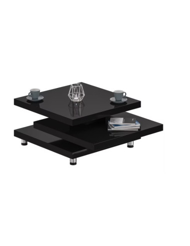 Table Basse Haute brillance Noir 60x60 cm Table Tasse Plateau Rotatif Table Salon Design
