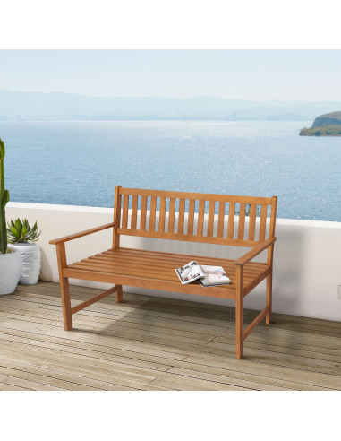 Banc Jardin 120 cm Eucalyptus Massif 2 Personnes Banc Extérieur en Bois