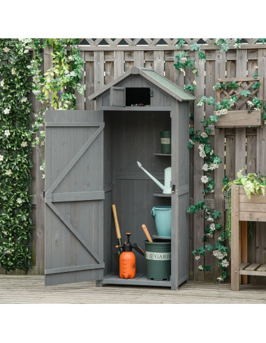 Armoire de jardin en sapin massif grise Armoire en bois armoire extérieure armoire jardin armoire de jardin armoire de rangement