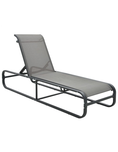 Chaise Longue Aluminium et Textilène Gris Bain de Soleil ALU Transat 1 Personne