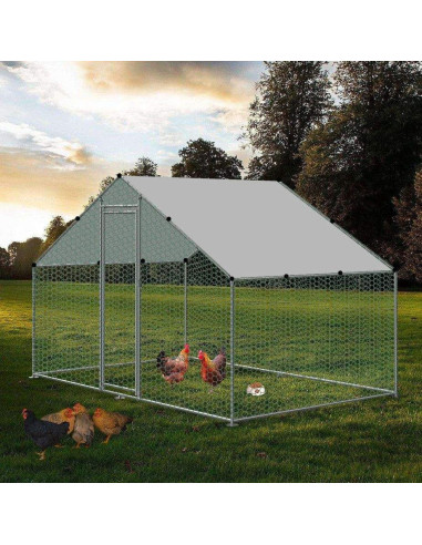 Poulailler Grillagé 6m² Enclos Poule Parc Poule 3x2x2m Tubes 25mm