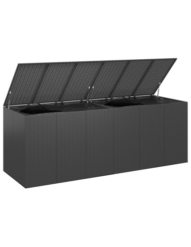 Coffre Rangement XXL 291x100x104 cm Résine Tressée Noir Coffre de Stockage Coffre Extérieur Coffre Jardin