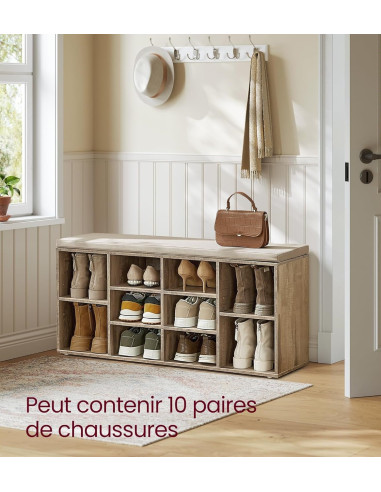 Meuble Chaussures Marron Camel Banc Chaussure avec Assise Rangement Chaussures