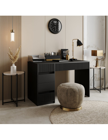 Bureau Design Noir Graphique 5 Tiroirs Bureau Moderne Noir 120 cm