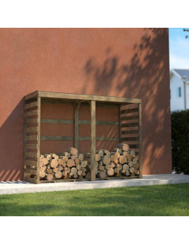 Abri Bûches en Pin Sylvestre 3,4m3 avec Plancher Stockage Bois Bucher en Bois Rangement Bois Abri Bois